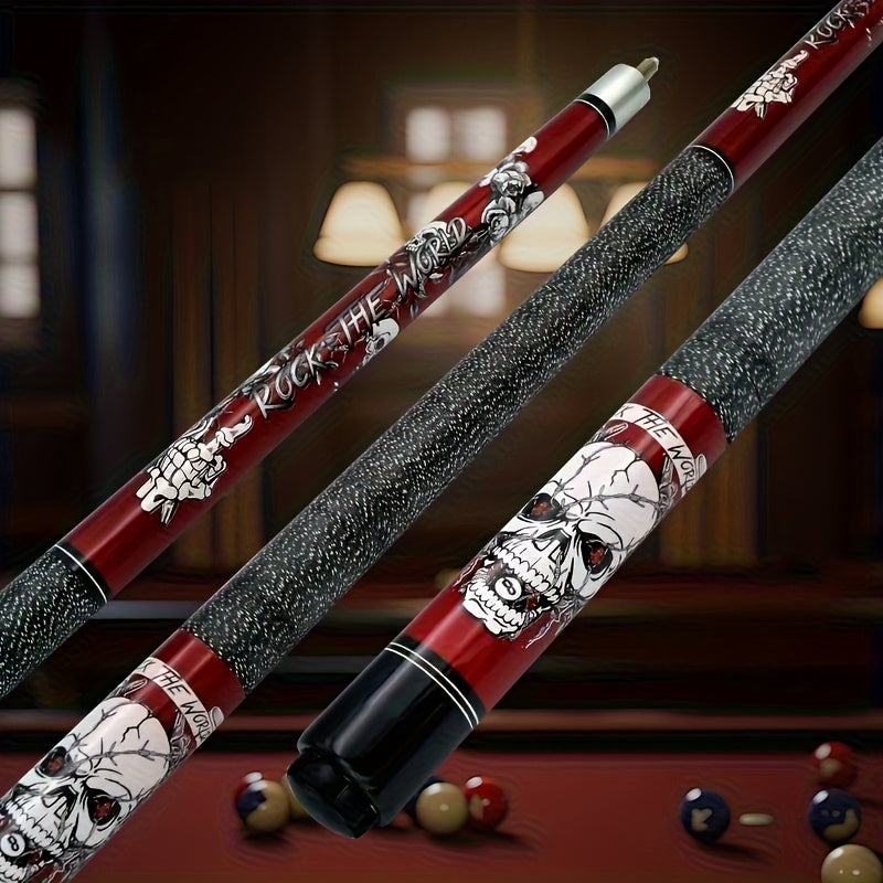 Maple Snooker Cue 58-Inch 20oz with Skull Theme, Accessory-Included Options for Men and Women, Game Room Gear and Christmas Gift Ideas