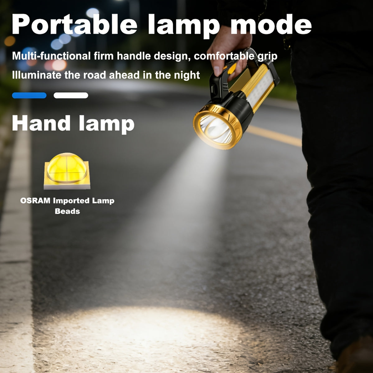 2400mAh Rechargeable LED Flashlight with Zoom and Adjustable Brightness, Portable Handheld Outdoor Light in Single or Two-Piece Options