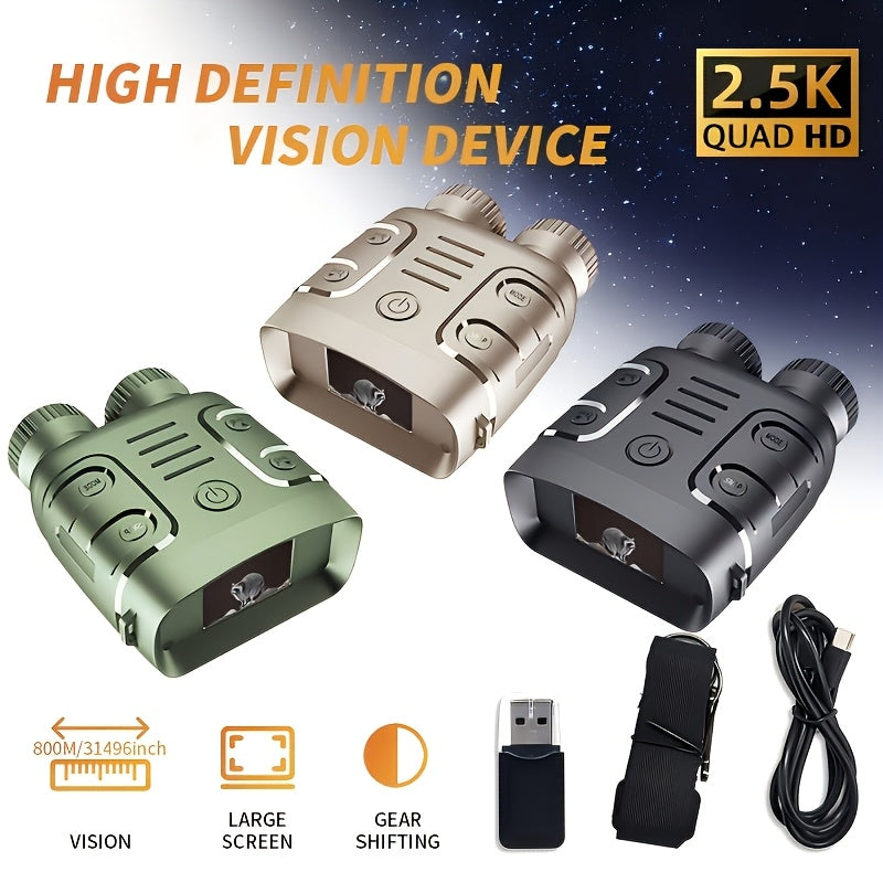2.5K Night Vision Binoculars with 10x Zoom and 2.4-Inch Display, Photo and Video Capture for Wildlife Observation, Hunting and Ranch Monitoring