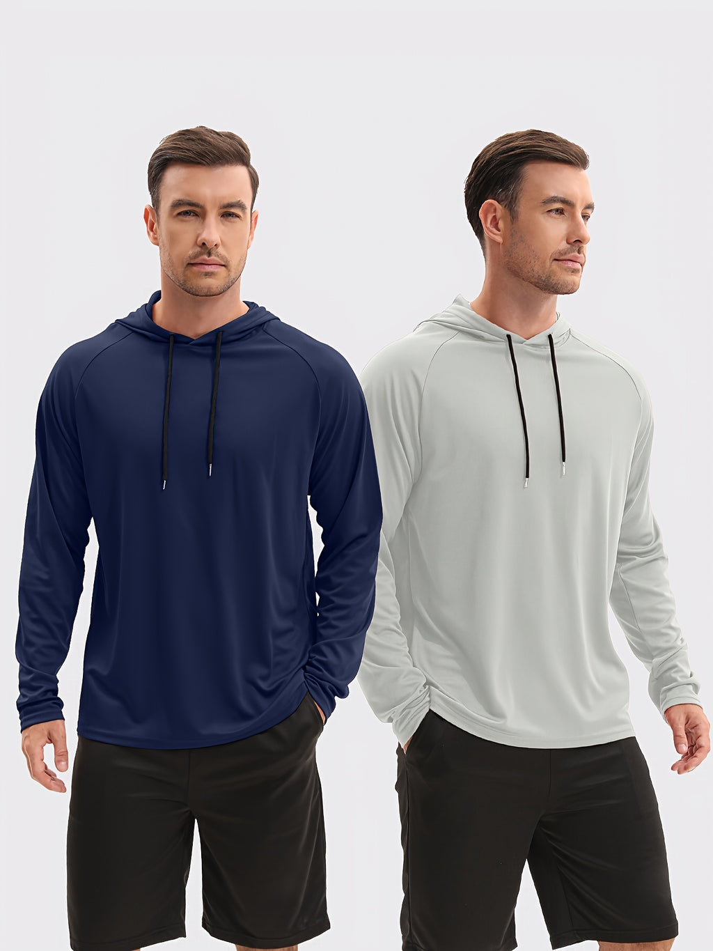 Men's Quick-Dry Hoodies 8-Pack, Lightweight Breathable Moisture-Wicking Hooded Sweatshirts in Solid Mixed-Color Sets, Outdoor Activewear Sizes S–XXL