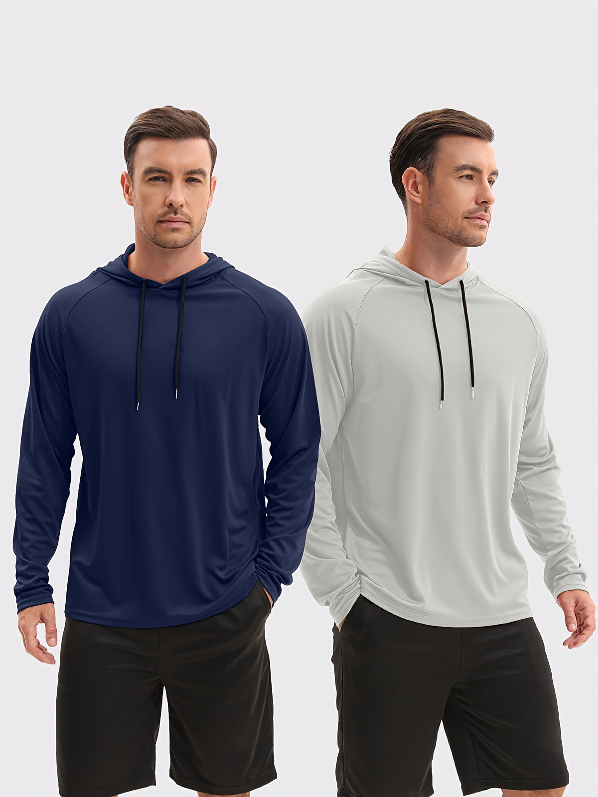 Men's Quick-Dry Hoodies 8-Pack, Lightweight Breathable Moisture-Wicking Hooded Sweatshirts in Solid Mixed-Color Sets, Outdoor Activewear Sizes S–XXL