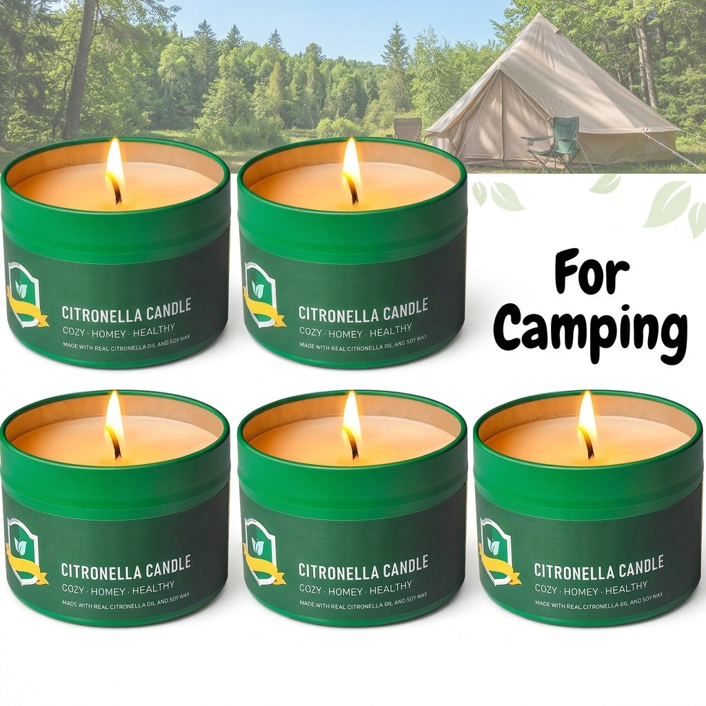 Outdoor Citronella Candles 6-Pack, 4.4 oz Each for Patio Evenings, Backyard BBQs, Garden Parties and Camping Gatherings, Father's Day Gift