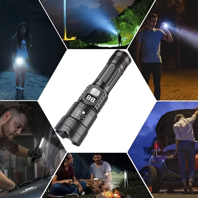 3-Mode USB Rechargeable LED Flashlights 2-Pack, Gray Button Handheld Light Set for Camping, Household Tasks and Power Outage Backup Lighting