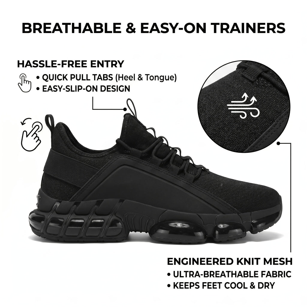 Men's Air Cushion Running Shoes, Lightweight Breathable Fabric Low-Top Sneakers for Gym Training, Everyday Walking and Casual Wear