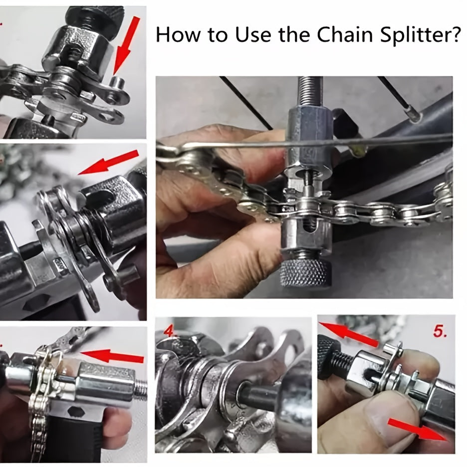 Bicycle Repair Tool Kit with Chain Whip, Chain Breaker, Crank Puller and Freewheel Remover, Listed 10-Piece Steel Set for Home Bike Maintenance