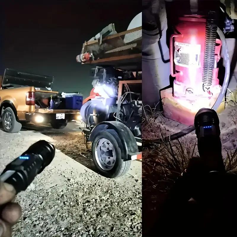 3-Pack Rechargeable LED Flashlights with Six Modes, Zoomable Beam, Clip and USB Charging Cable for Portable Outdoor and Home Lighting