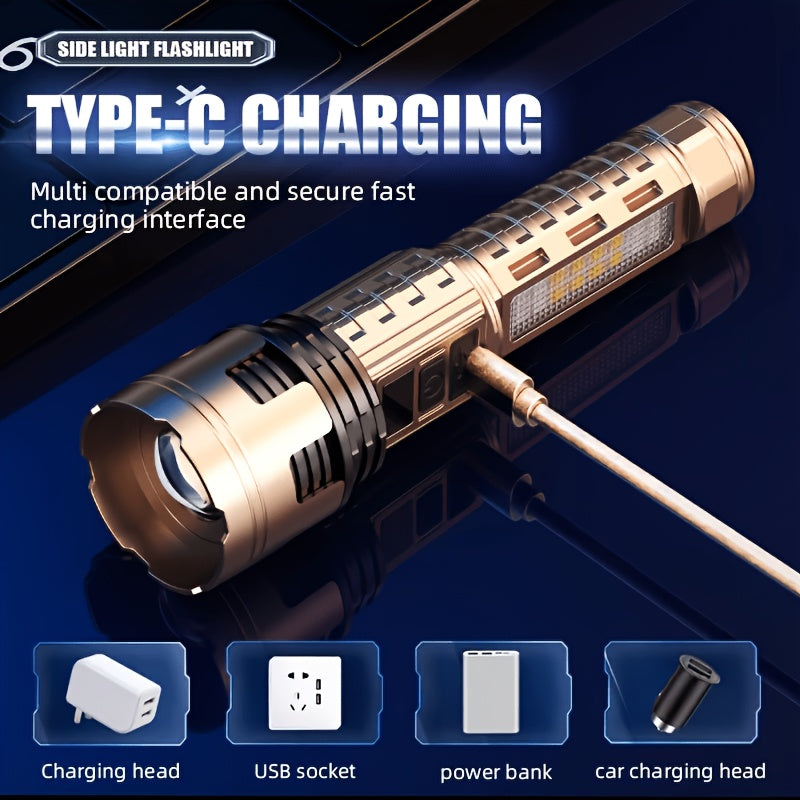 2-Piece Rechargeable LED Flashlight Set with Zoomable Beam and Carry Case