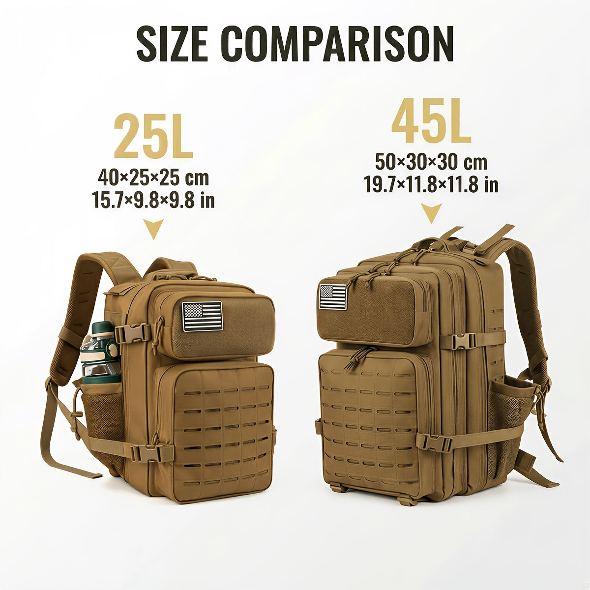 25L or 45L Travel Backpack with MOLLE-Style Webbing