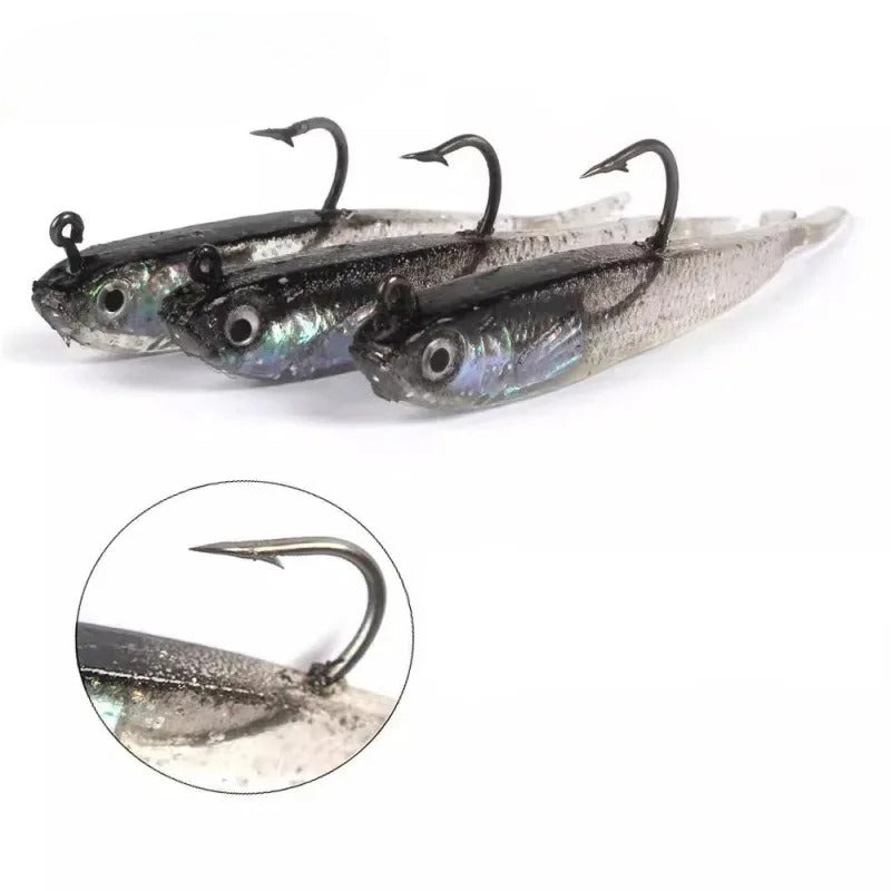 30-Piece Assorted Soft Fishing Baits with Hooks