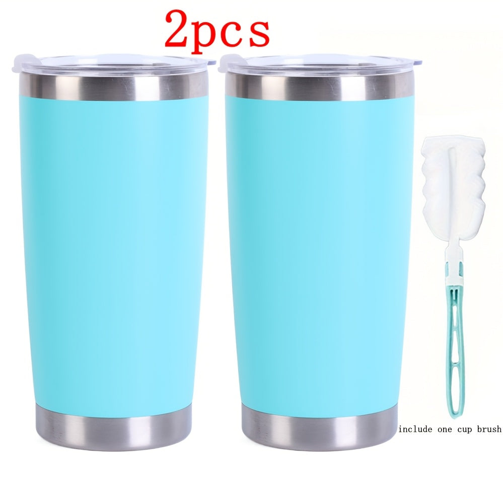 20 oz Insulated Tumblers 2-Pack, Stainless Steel Double-Wall Vacuum Thermal Cups without Handles or Straws for Outdoor Use, Game Day and Holiday Gifts