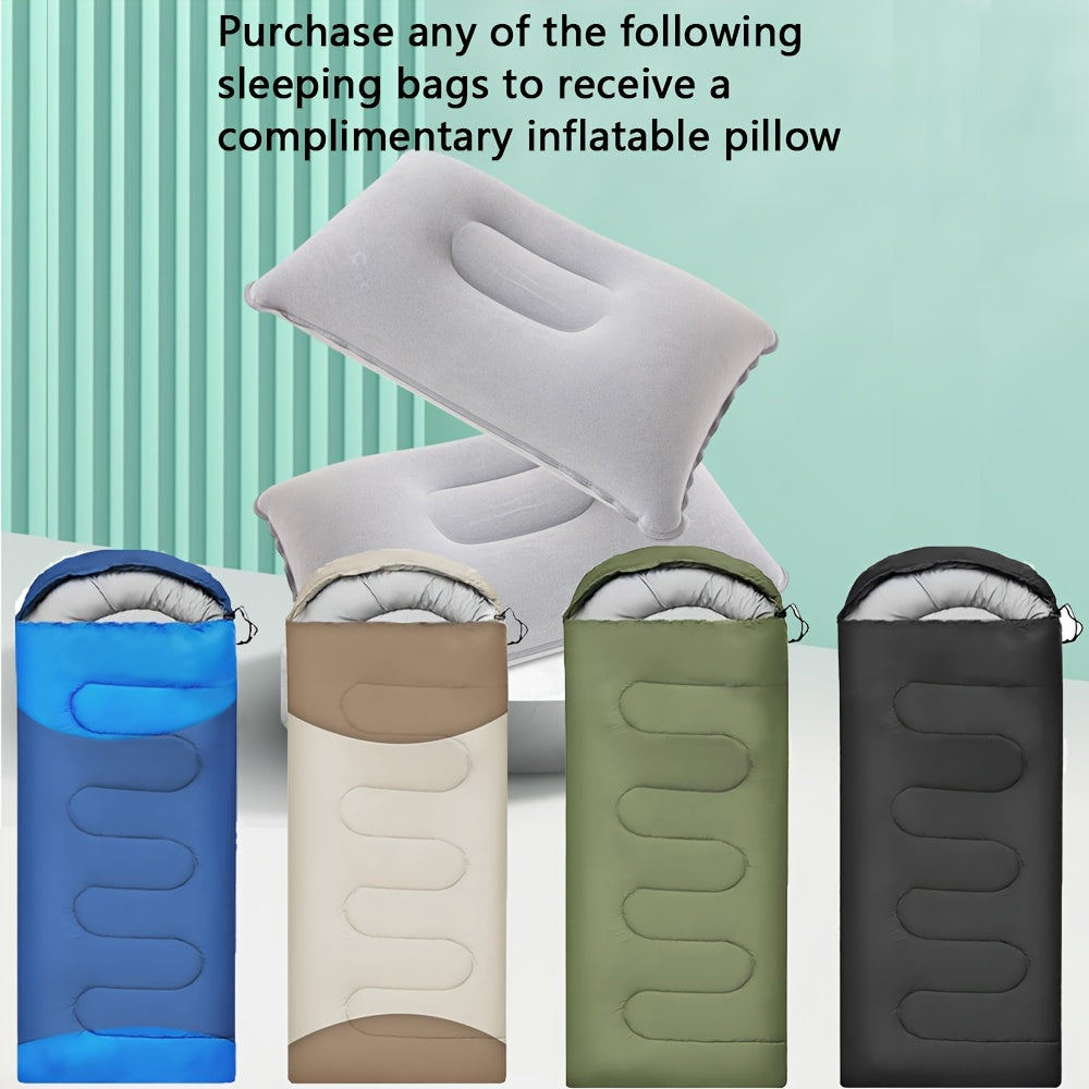 3-Season Sleeping Bag for Adults with Pillow and Compression Sack, Lightweight Camping Sleep Set for Hiking and Outdoor Overnight Adventures