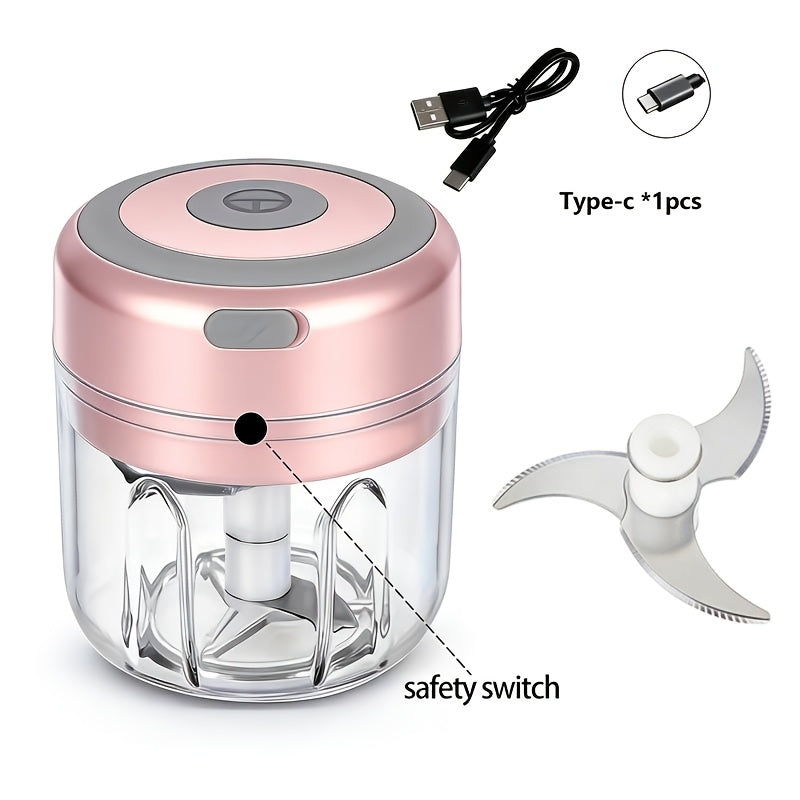 Cordless Mini Food Chopper, Rechargeable Portable Food Processor with Meat Grinder Blade for Garlic, Vegetables and Fruit, Home and Camping Meal Prep