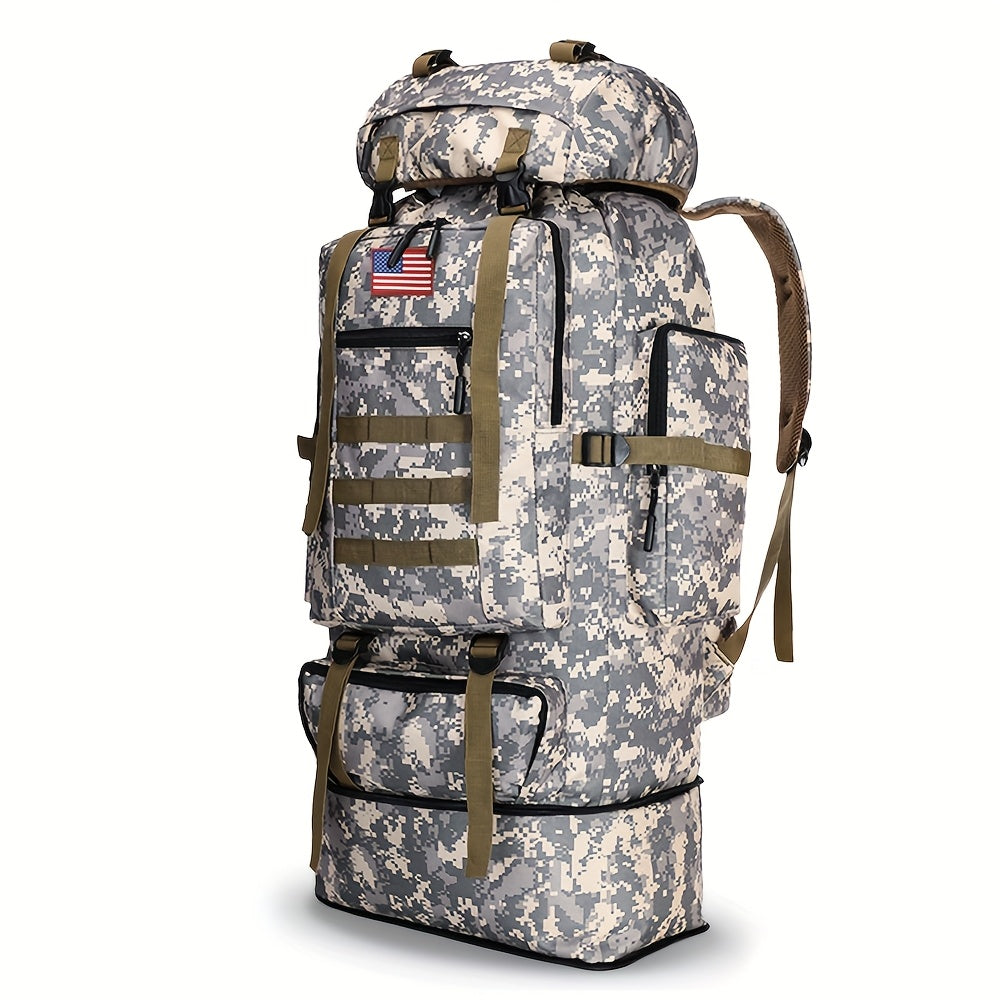 100L Tactical Backpack for Hiking and Travel, Large-Capacity Outdoor Pack with Multiple Compartments and Shoulder Straps in Green, Gray or Desert
