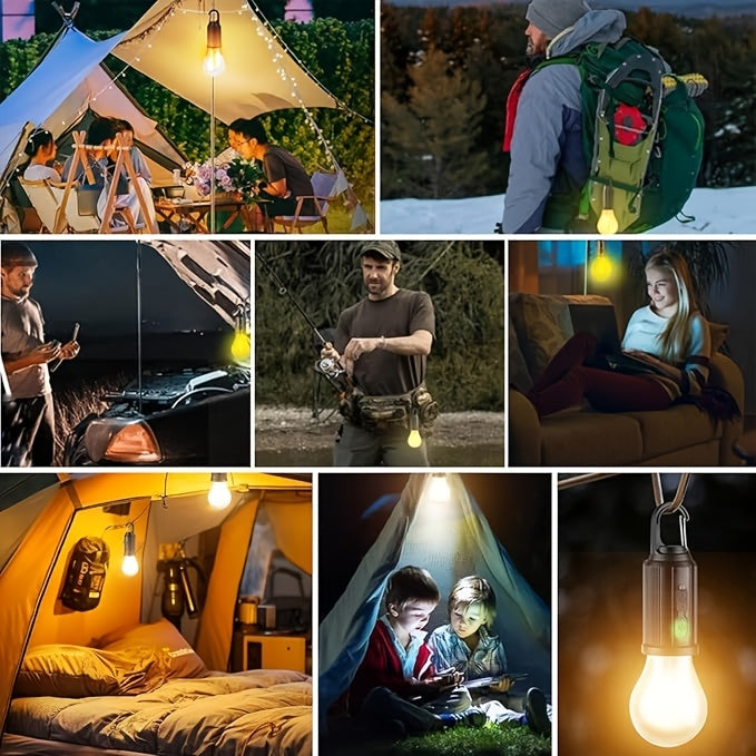 2-Pack Solar and USB Rechargeable LED Camping Lanterns with Hooks