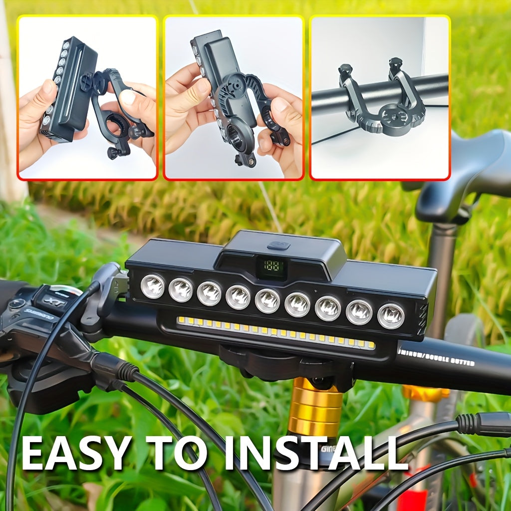 Bike Light and Horn Combo with USB Charging, Digital Display and Listed 4000mAh Power Bank, Headlight or Tail Light Bundle Options for Cycling