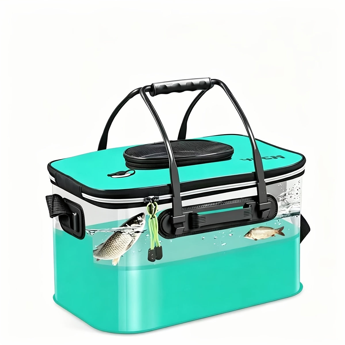 25L Foldable Fishing Bucket in EVA, Live Bait and Fish Container for Outdoor Angling with Blue Translucent, Orange and Blue Options