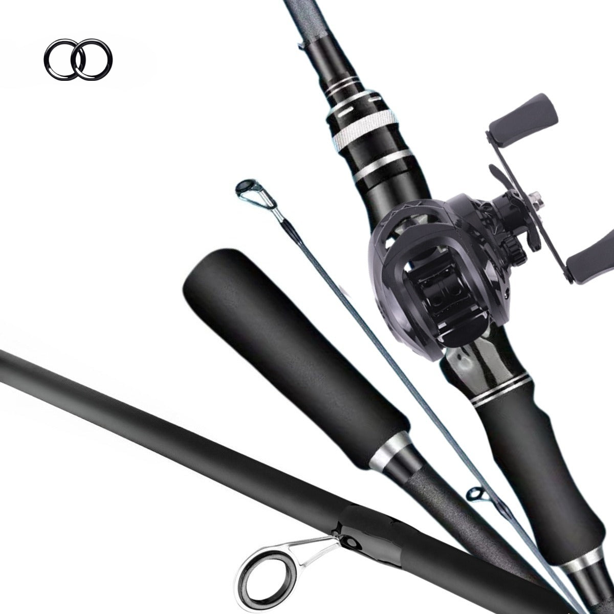 Black Carbon Fiber Fishing Rod and Reel Combo, Aluminum Alloy Reel with 7.2:1 Gear Ratio, 165 or 180 cm Rod and Left or Right Hand Options for Outdoor Anglers