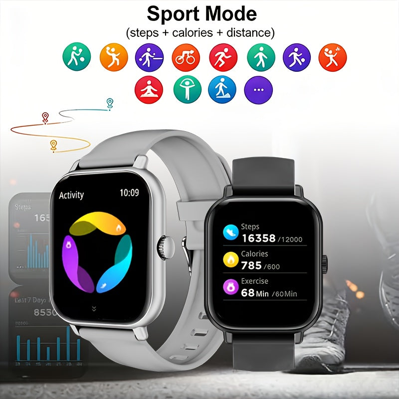 1.83-Inch Calling Smartwatch for Men and Women, Touchscreen Fitness and Sports Watch in Black or Pink, Everyday Outdoor Accessory with Smartphone Connection