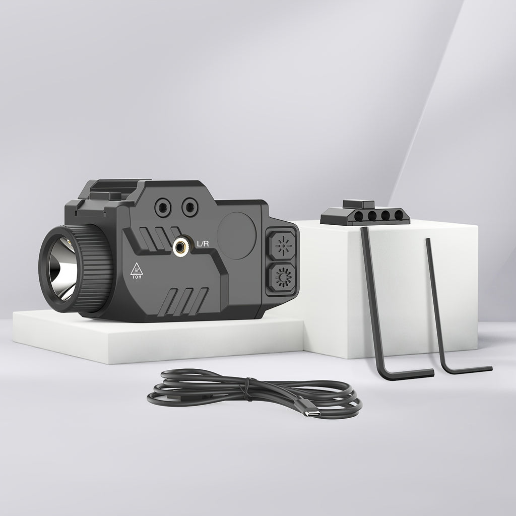Rechargeable Flashlight and Green Laser Sight Combo SL1085, 750 Lumens with Picatinny Rail Interface, Combined Light and Green Beam Design