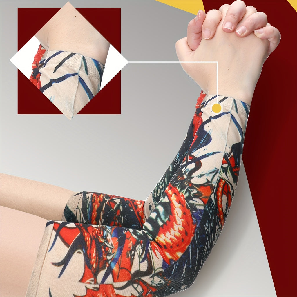 Men's Cooling Arm Sleeves 20-Piece Set, Lightweight Breathable Polyester Tattoo-Pattern Covers for Exercise and Outdoor Accessory Use