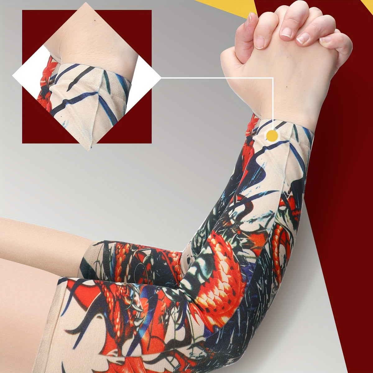 Men's Cooling Arm Sleeves 20-Piece Set, Lightweight Breathable Polyester Tattoo-Pattern Covers for Exercise and Outdoor Accessory Use