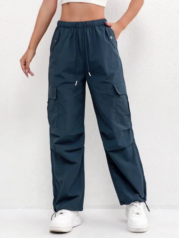 High-Waisted Work Pants for Women 3-Pack with Elastic Drawstring Waist and Multiple Pockets, Lightweight Breathable Casual Trousers in Color Sets, S–XXL