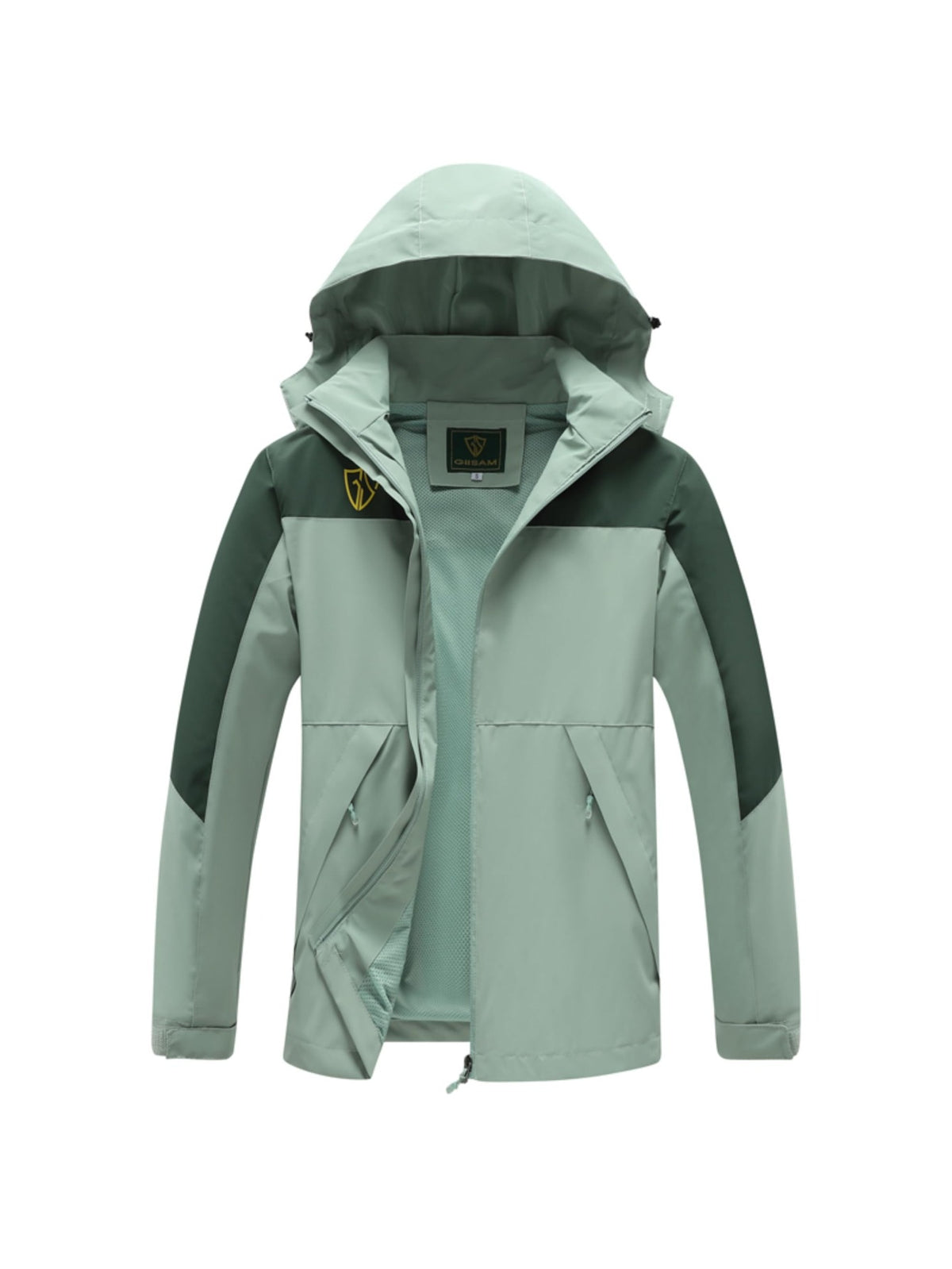 Packable Rain Jacket for Women, Lightweight Hooded Windbreaker with Mesh Lining, Detachable Hood, Adjustable Cuffs and Zipper Pockets for Light Rain