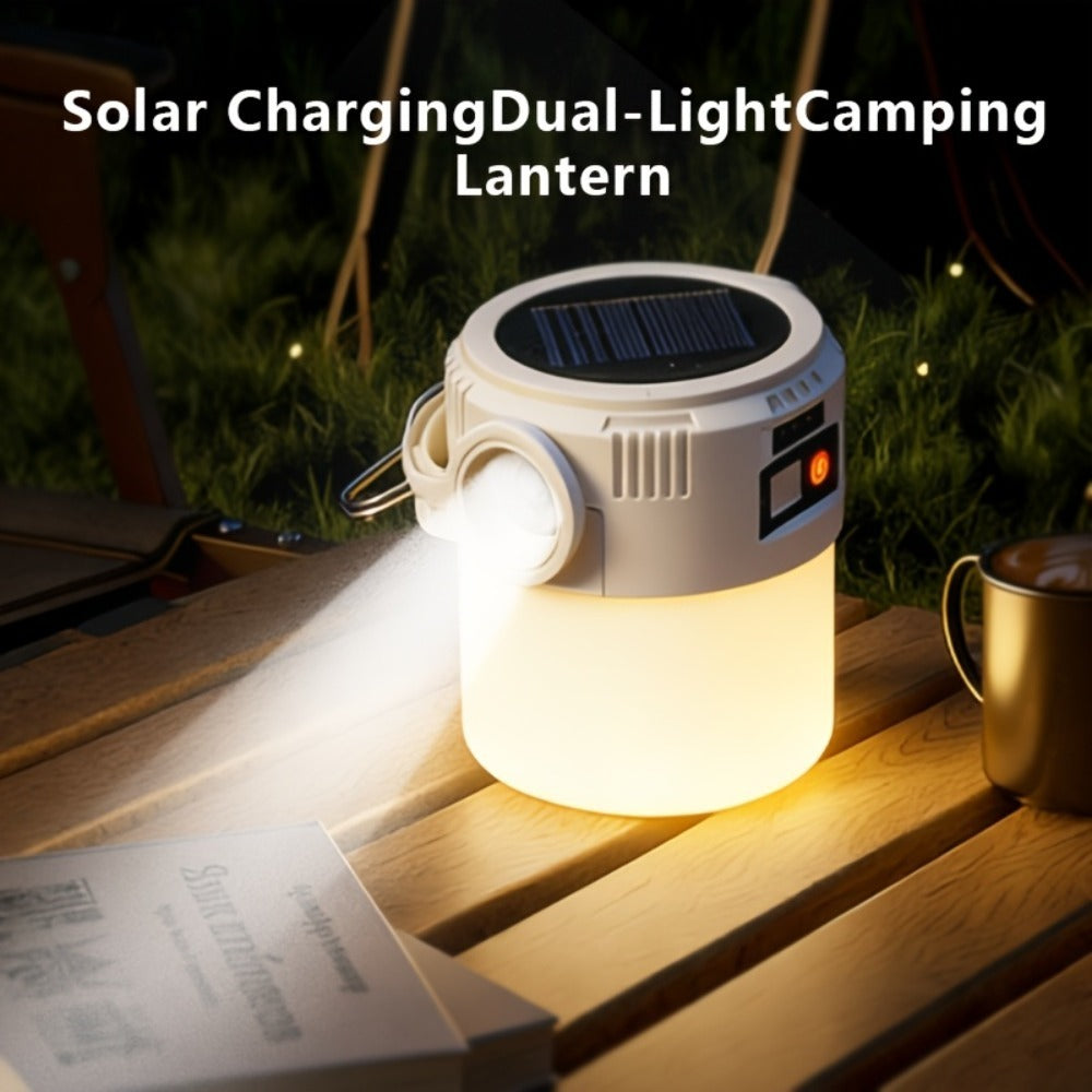 6-Mode Solar Camping Lantern with USB Rechargeable LED Light, Power Bank Function and Hanging Hook, Portable Outdoor Lamp in 2 or 4 Pack Options