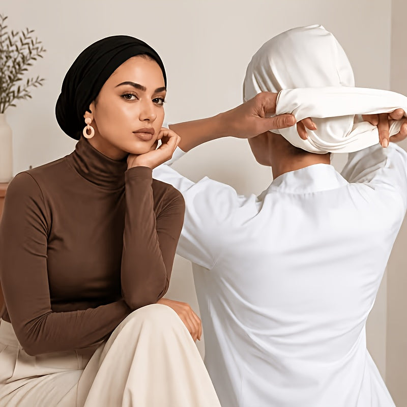 Hijab Undercaps 3-Pack for Women, Breathable Non-Slip Solid Color Muslim Headwear for Everyday Headscarf Layering and Travel Outfit Coordination