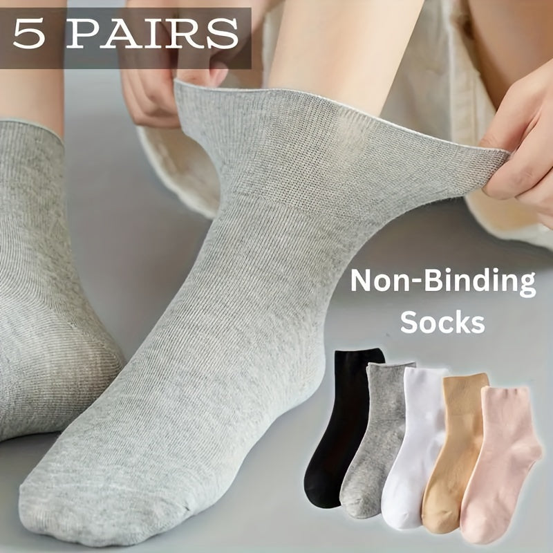 Women's Non-Binding Socks in Random Colors, Soft Elastic Everyday Sock Multipacks with 5, 10 or 15 Pair Options and Hand-Wash Care