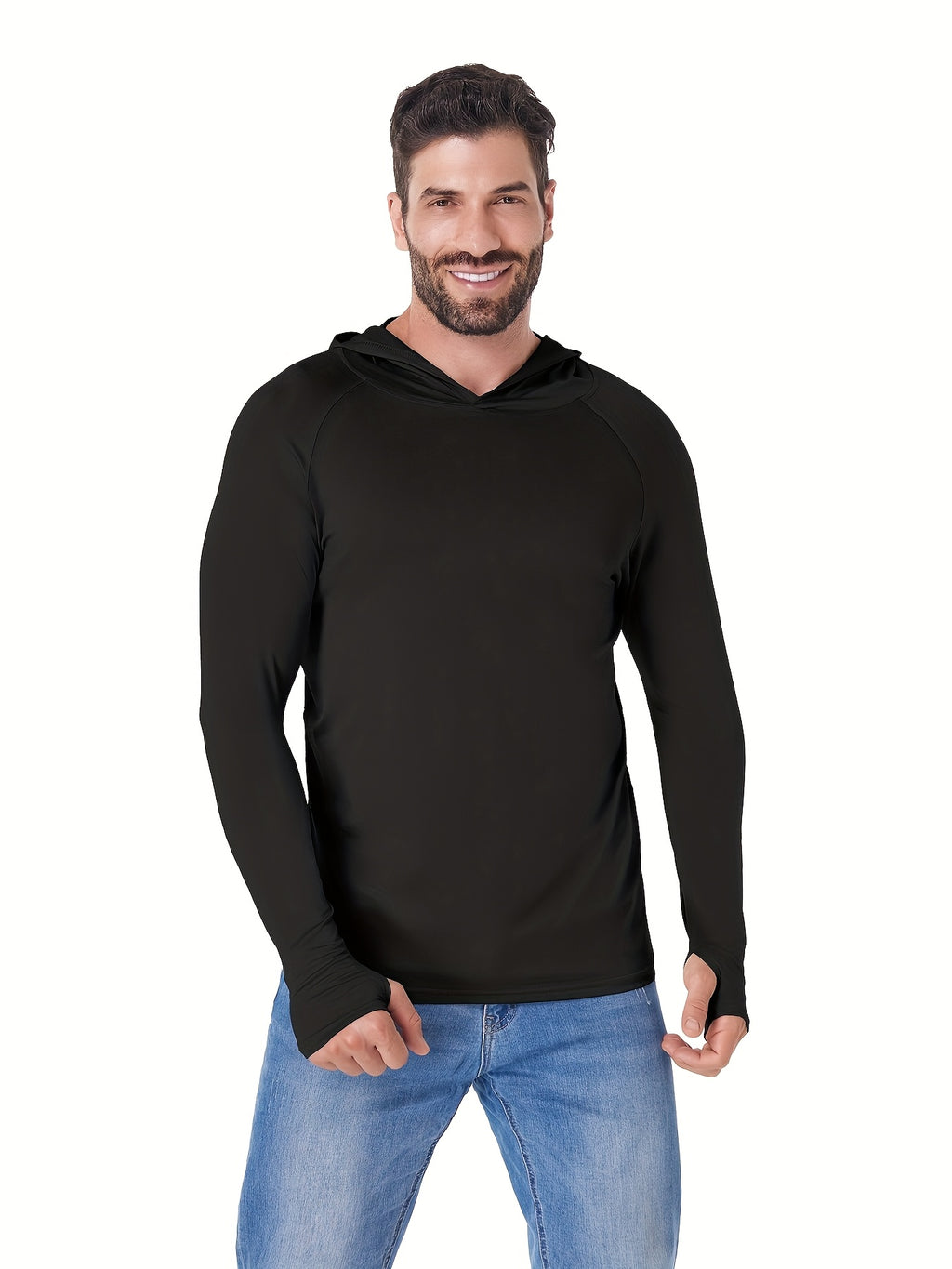 Lightweight Hooded Shirts for Men, 5-Piece Long Sleeve Athletic Top Set in Three Mixed-Color Options for Outdoor and Casual Wear, Sizes S to XXL