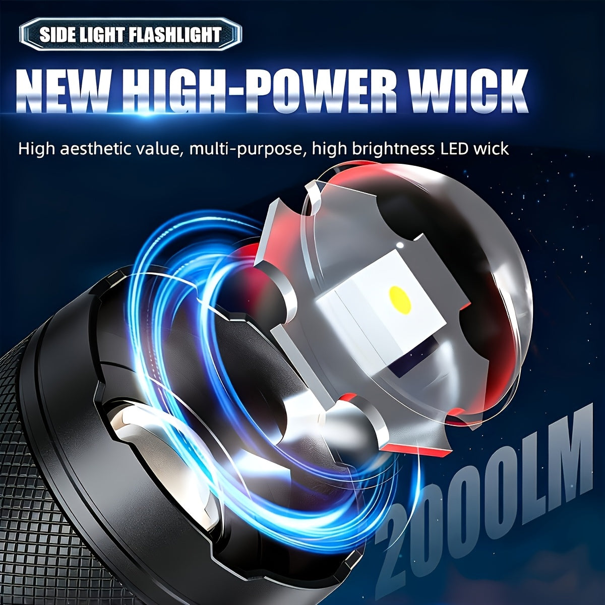 2-Piece Rechargeable LED Flashlight Set with Zoomable Beam and Carry Case