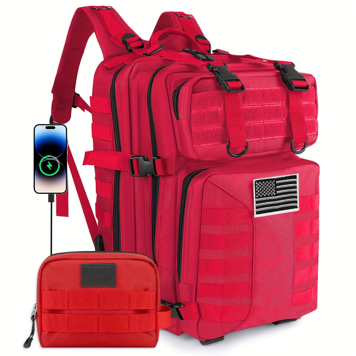 13.21-Gallon Tactical Backpack for Outdoor Travel, Unisex Large-Capacity Pack with Selectable Colors and Separate Small Bag Options for Everyday Adventures