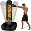 Boxing Punching Bag with Stand, 70-Inch Freestanding Black and Yellow Training Bag for Adult Home Gym MMA, Muay Thai and Karate Practice