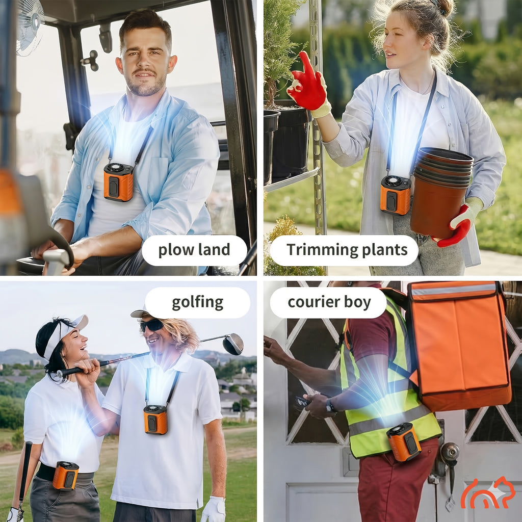 199-Speed Portable Waist Fan with 5000mAh Battery, Listed 18000 RPM Brushless Motor and LED Power Display for Camping, Fishing and Outdoor Work