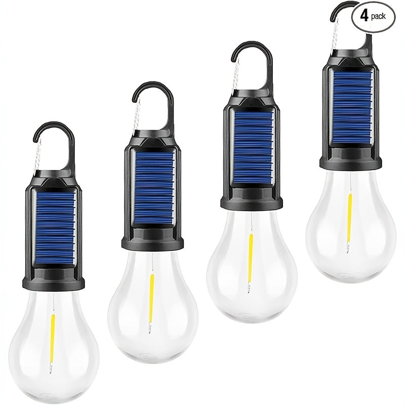 2-Pack Solar and USB Rechargeable LED Camping Lanterns with Hooks
