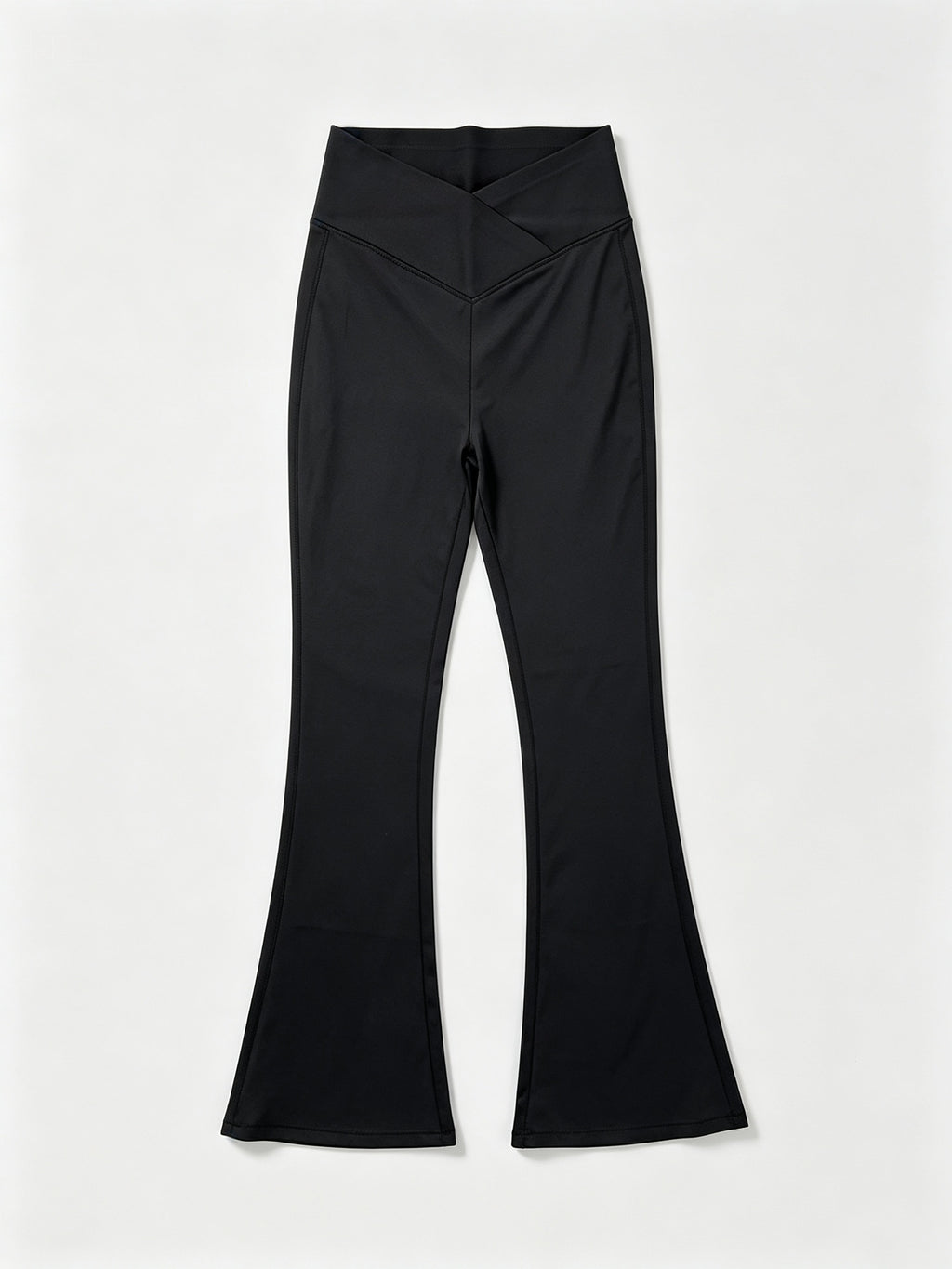 Crossover Flare Yoga Pants with Pockets for Women, Black High-Waisted V-Waist Soft Stretch Workout Trousers for Casual Wear and Lounging, S-XXL