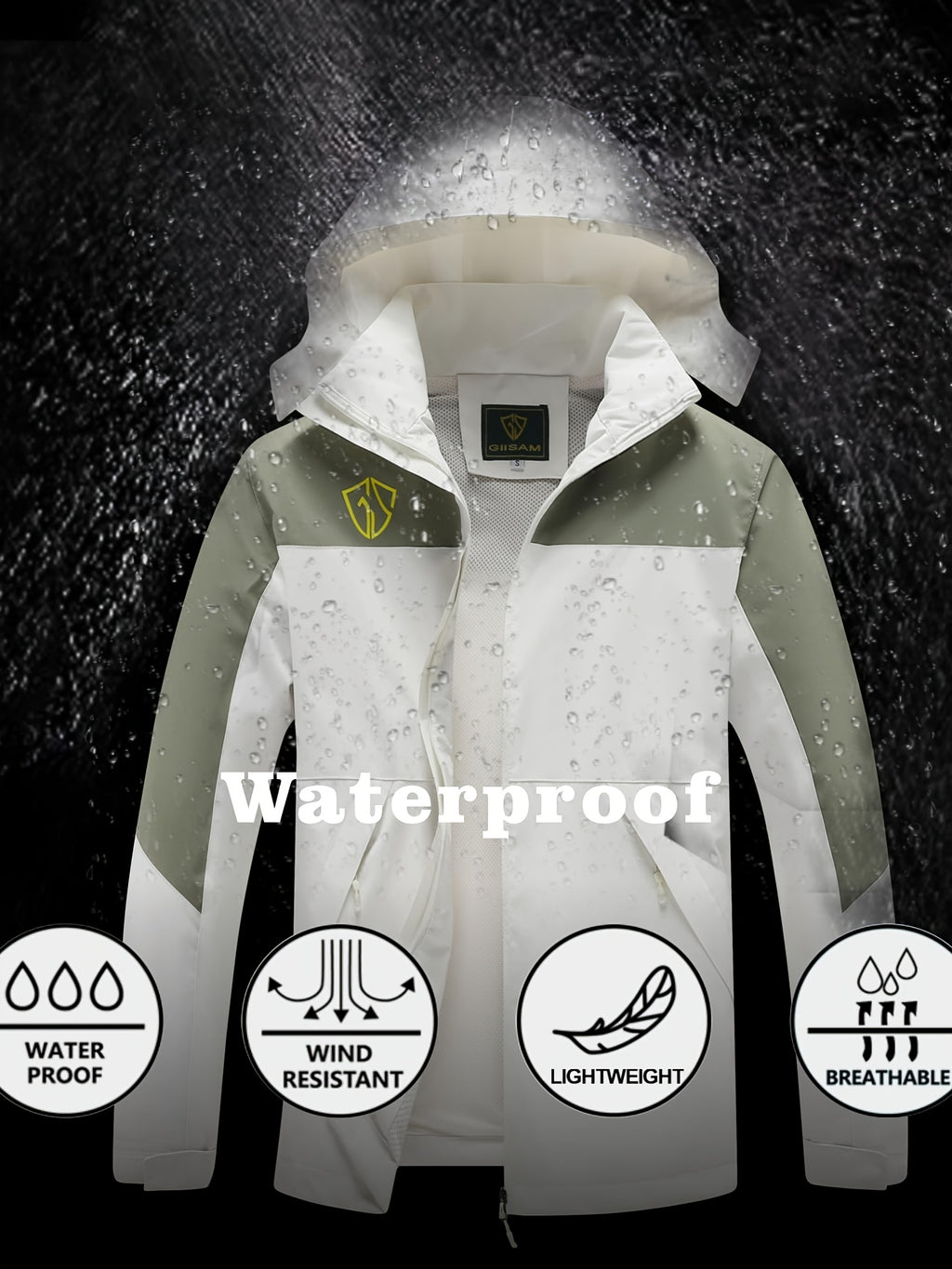 Packable Rain Jacket for Women, Lightweight Hooded Windbreaker with Mesh Lining, Detachable Hood, Adjustable Cuffs and Zipper Pockets for Light Rain