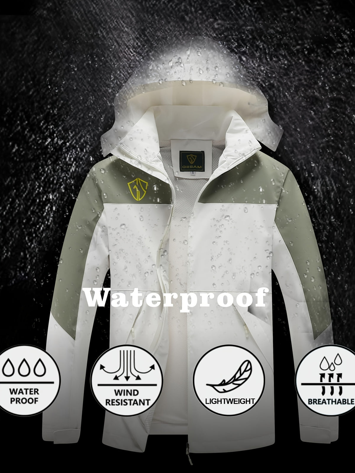 Packable Rain Jacket for Women, Lightweight Hooded Windbreaker with Mesh Lining, Detachable Hood, Adjustable Cuffs and Zipper Pockets for Light Rain
