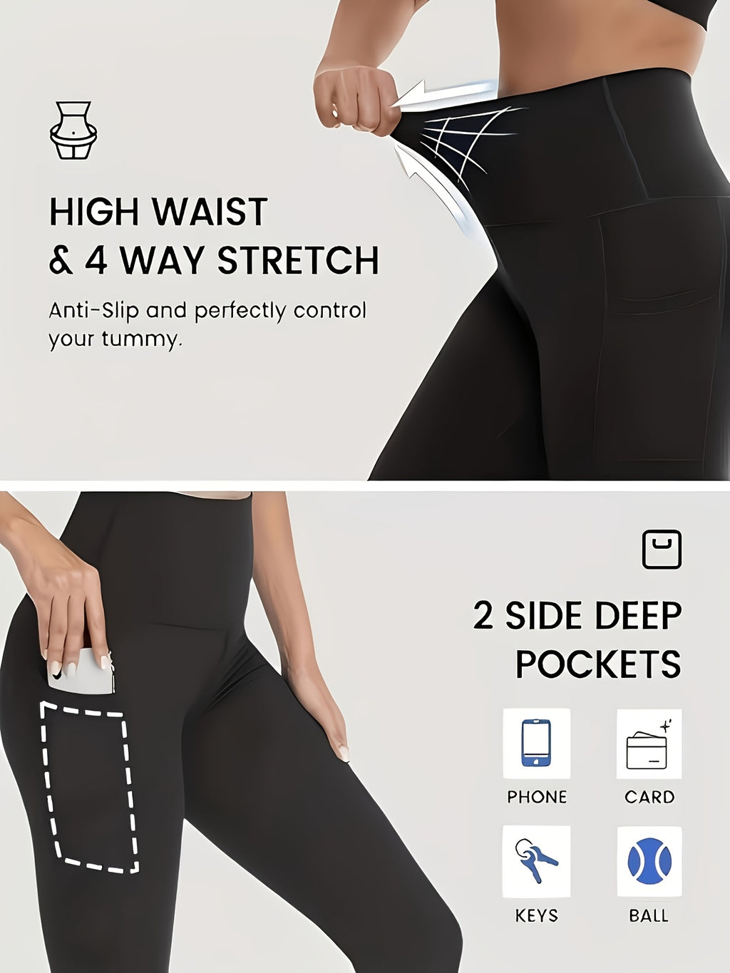 Side-Pocket Workout Leggings for Women, 5-Pack Mixed-Color High-Waisted Stretch Yoga Pants with Soft Feel for Gym, Pilates and Everyday Active Outfits