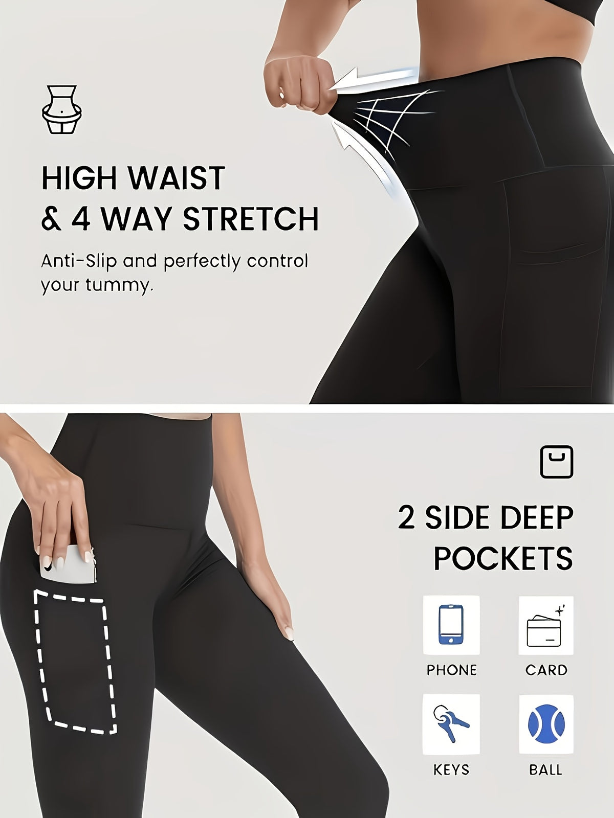 Side-Pocket Workout Leggings for Women, 5-Pack Mixed-Color High-Waisted Stretch Yoga Pants with Soft Feel for Gym, Pilates and Everyday Active Outfits