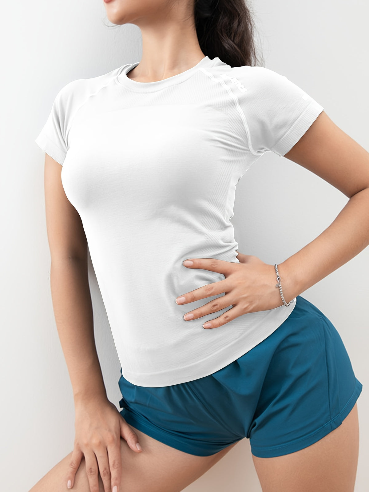 3-Pack Women's Workout T-Shirts for Running and Yoga, Short-Sleeve Crew-Neck Letter Print Athletic Tops in Four Color Combinations