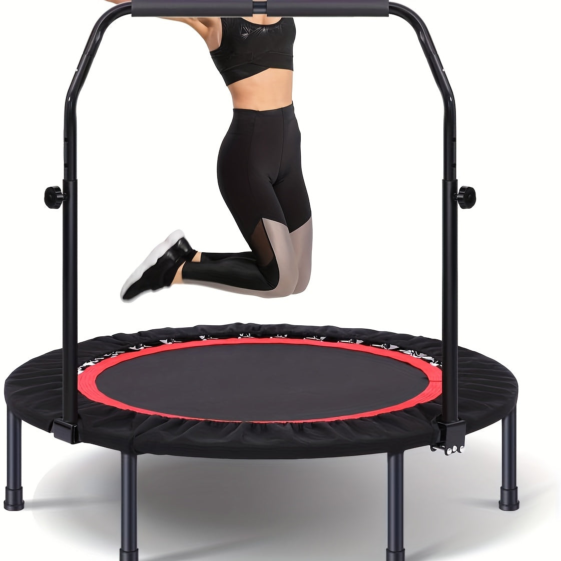40-Inch Foldable Fitness Trampoline for Adults, Compact Indoor Exercise Rebounder for Home Gym Cardio Sessions and Everyday Workout Routines