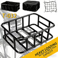 Iron Rear Bike Basket in Black, Removable Frame-Mount Bicycle Cargo Storage with Large, Folding or Basic Options for Groceries and Commuting