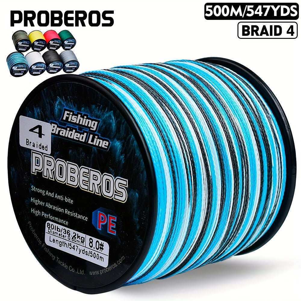 4-Strand Braided Fishing Line, 547-Yard Polyamide Spool with Abrasion Resistance, Zero Stretch and 6–80 lb Test Options for Anglers