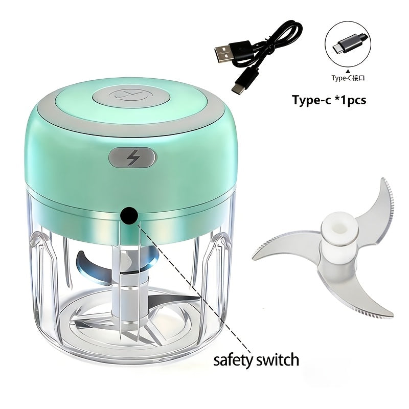 Cordless Mini Food Chopper, Rechargeable Portable Food Processor with Meat Grinder Blade for Garlic, Vegetables and Fruit, Home and Camping Meal Prep