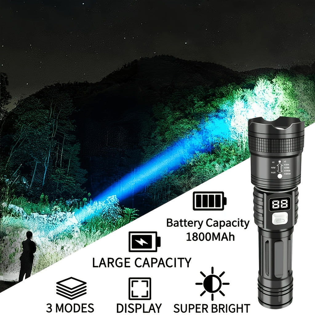 3-Mode USB Rechargeable LED Flashlights 2-Pack, Gray Button Handheld Light Set for Camping, Household Tasks and Power Outage Backup Lighting
