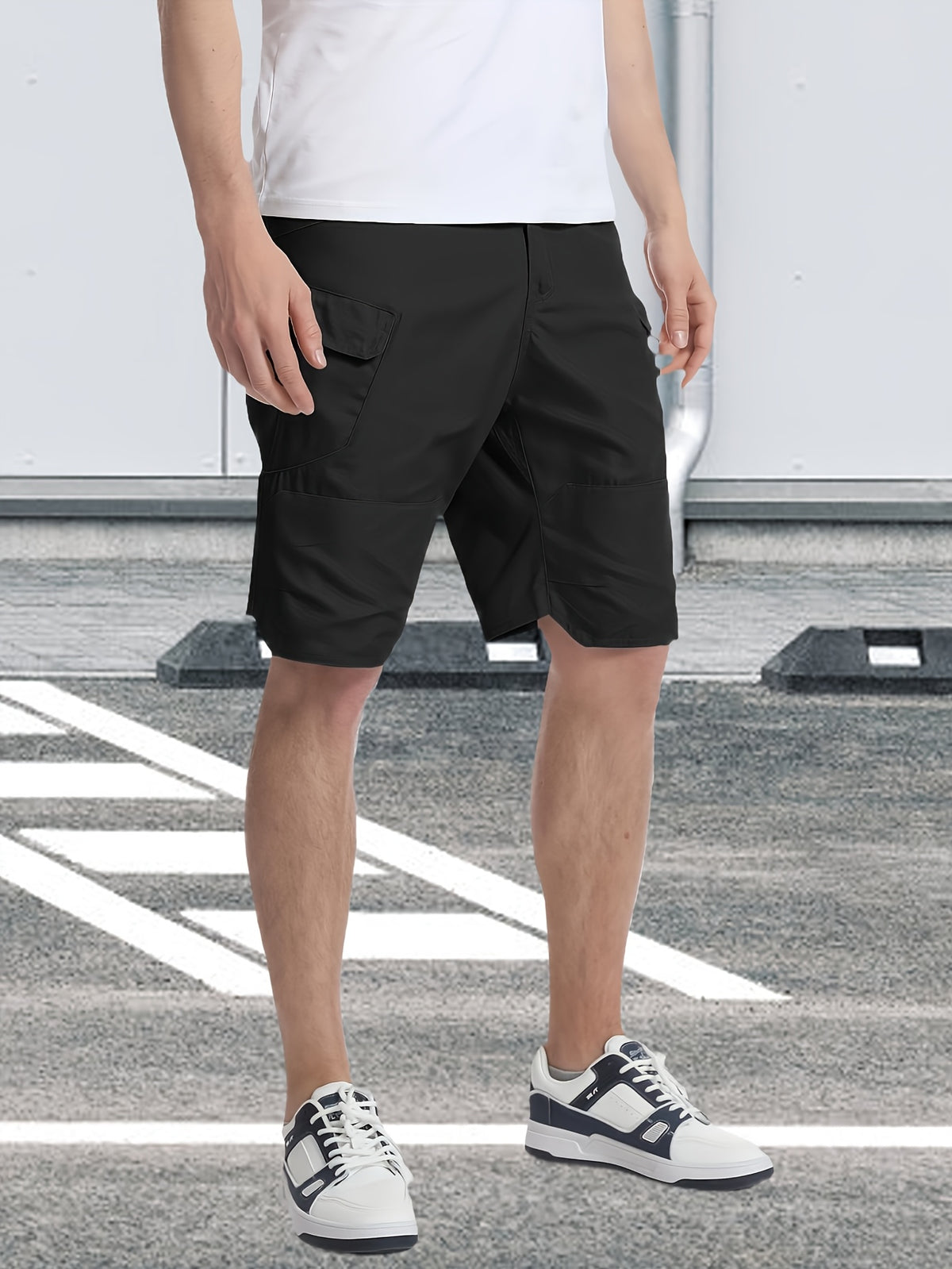 Multi-Pocket Cargo Shorts for Men, Breathable Quick-Dry Tactical-Style Work Shorts in Black, Khaki, Grey or Fern Green for Everyday Outdoor Wear