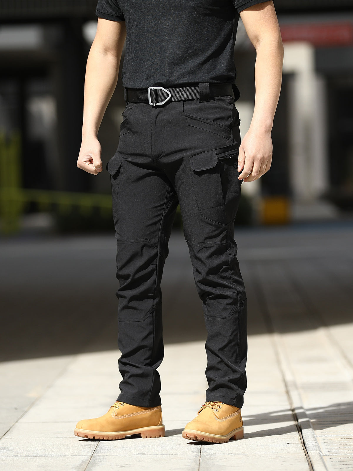 Relaxed-Fit Polyester Tactical Pants for Men with Belt Included, Lightweight Quick-Dry Multi-Pocket Trousers for Hiking, Outdoor Adventures and Work