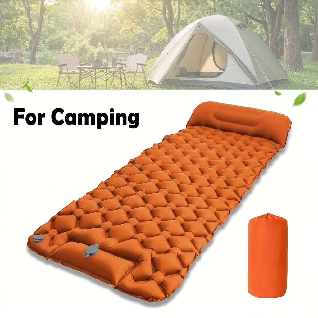 Inflatable Camping Sleeping Pad, 75 x 24 Inch Sleep Mat with Built-In Pump, Carry Bag and Repair Kit for Compact Outdoor Overnight Gear